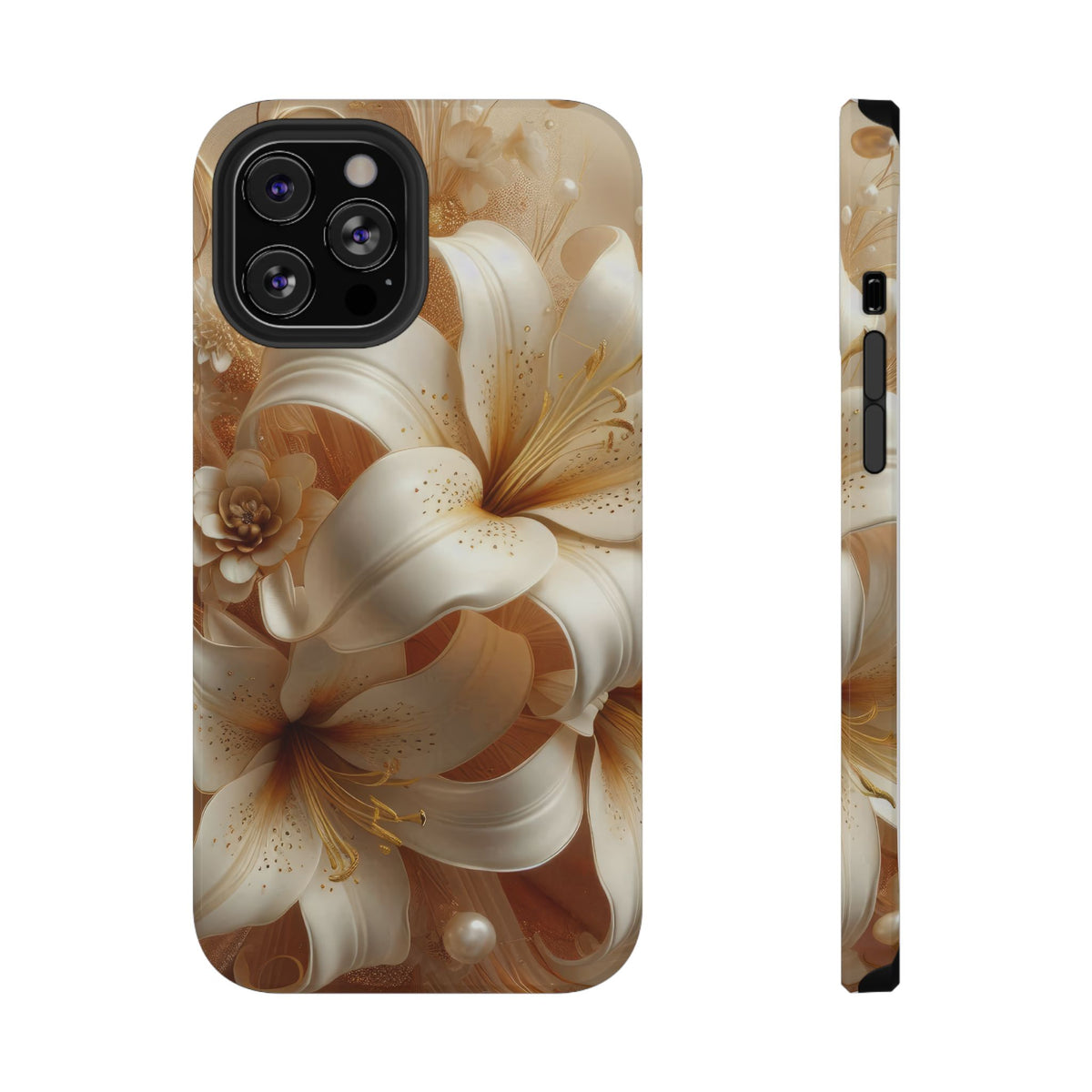 Golden Lily protective phone case for iPhone 12 Pro Max, glossy finish