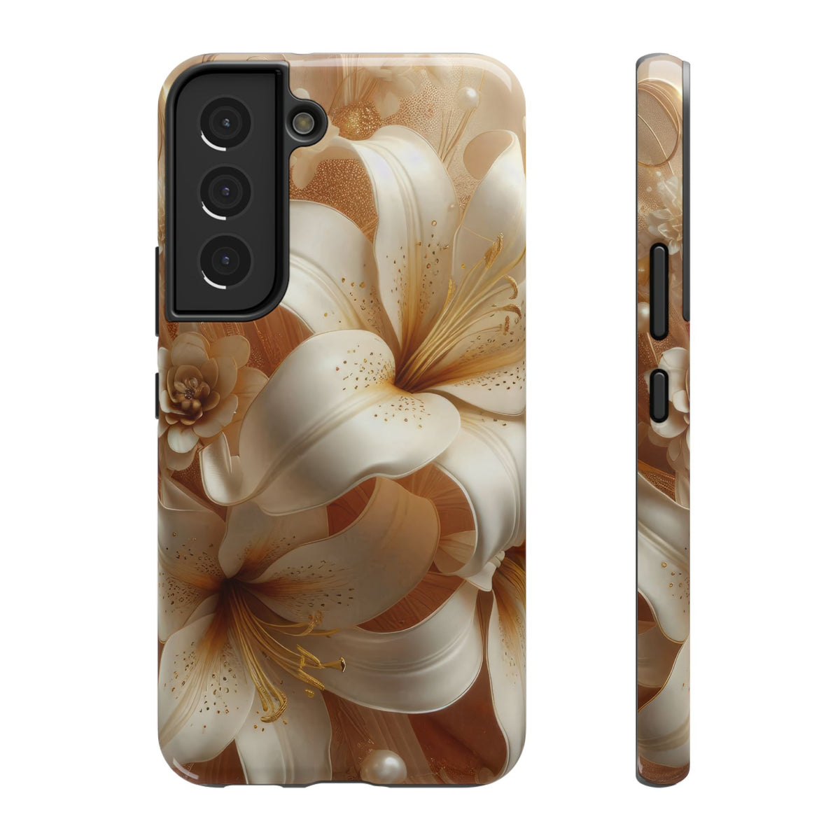 Golden Lily protective phone case for Samsung Galaxy S22, glossy finish