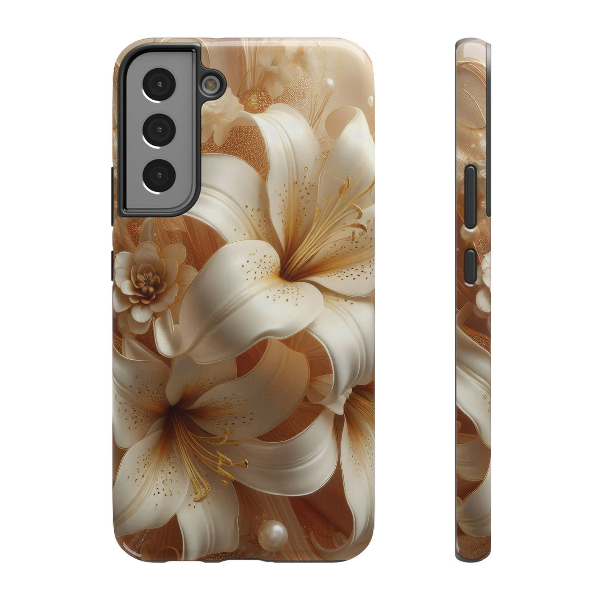 Golden Lily protective phone case for Samsung Galaxy S22 Plus, glossy finish