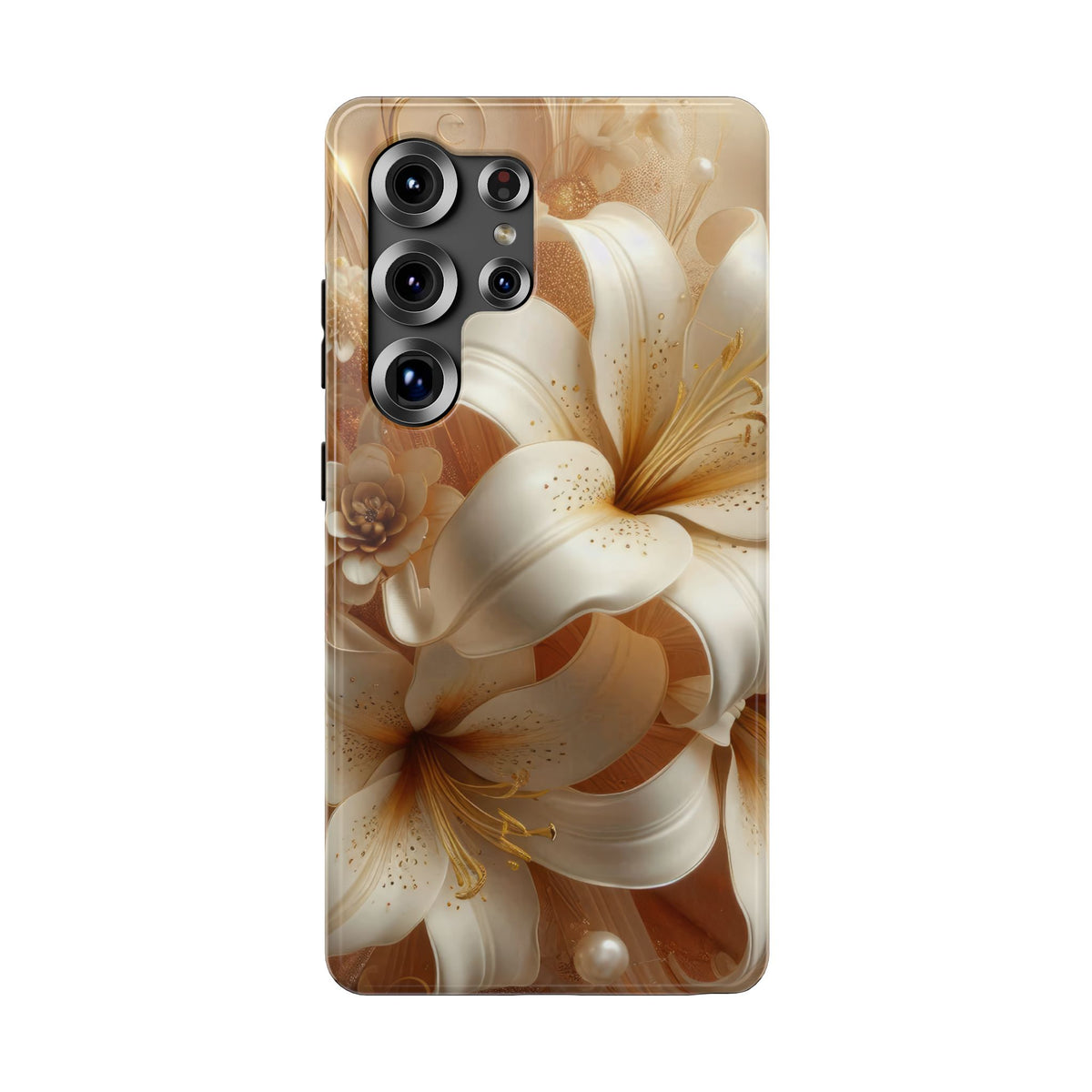 Golden Lily protective phone case for Samsung Galaxy S25 Ultra, glossy finish