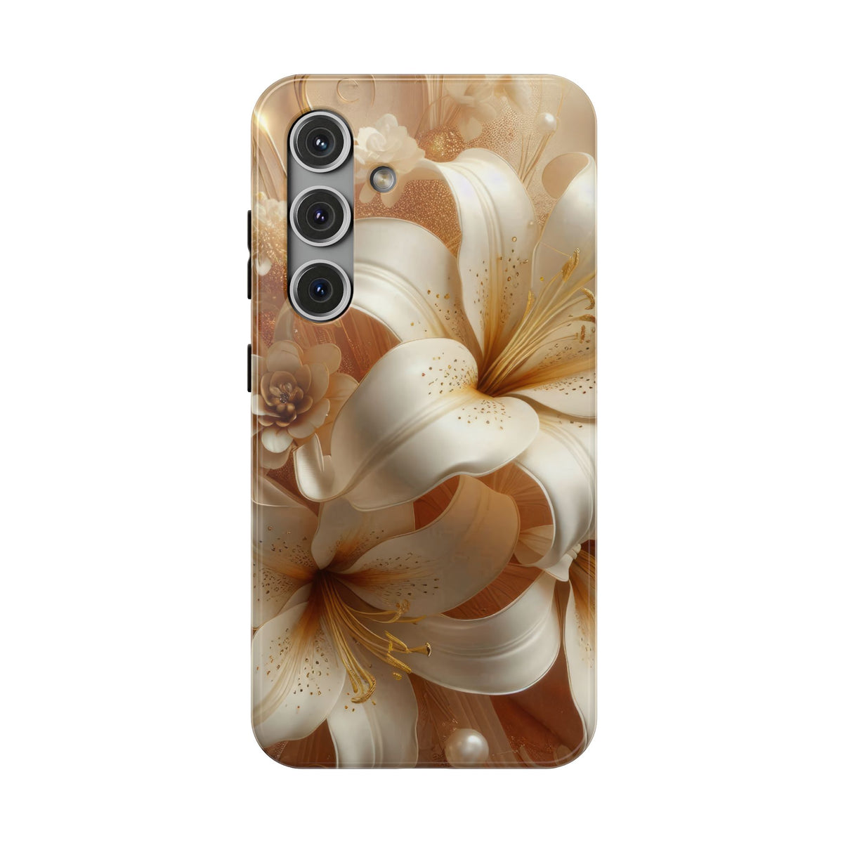 Golden Lily protective phone case for Samsung Galaxy S24, glossy finish