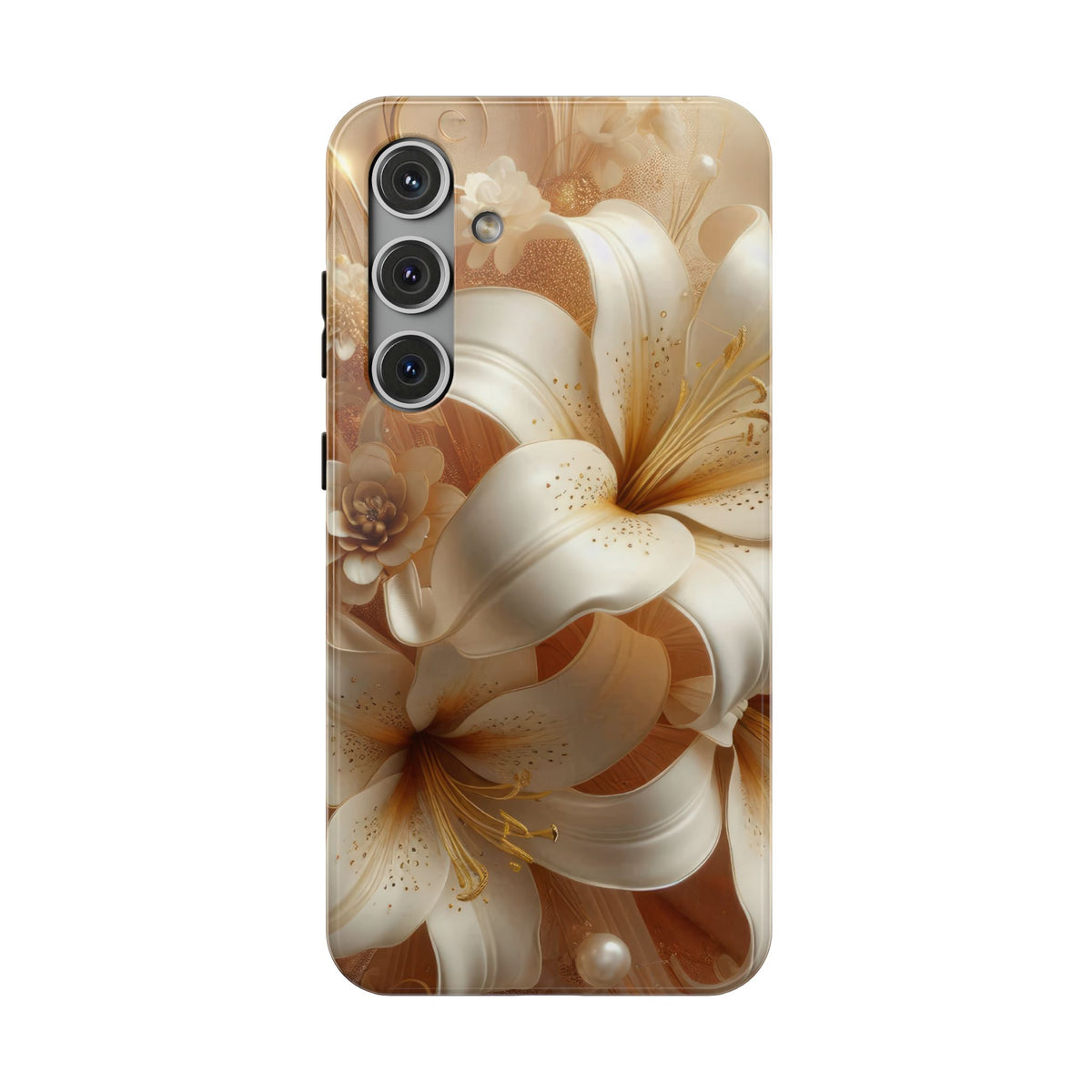 Golden Lily protective phone case for Samsung Galaxy S24 Plus, glossy finish