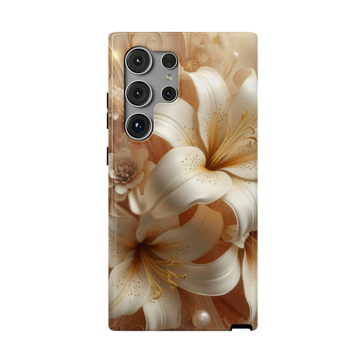 Golden Lily protective phone case for Samsung Galaxy S24 Ultra, glossy finish