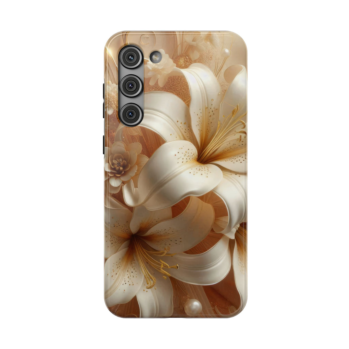 Golden Lily protective phone case for Samsung Galaxy S23 Plus, glossy finish
