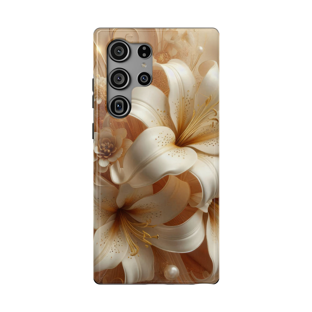 Golden Lily protective phone case for Samsung Galaxy S23 Ultra, glossy finish