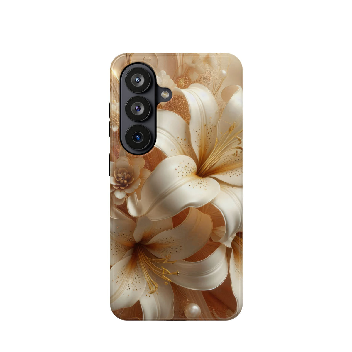 Golden Lily protective phone case for Samsung Galaxy S26, glossy finish