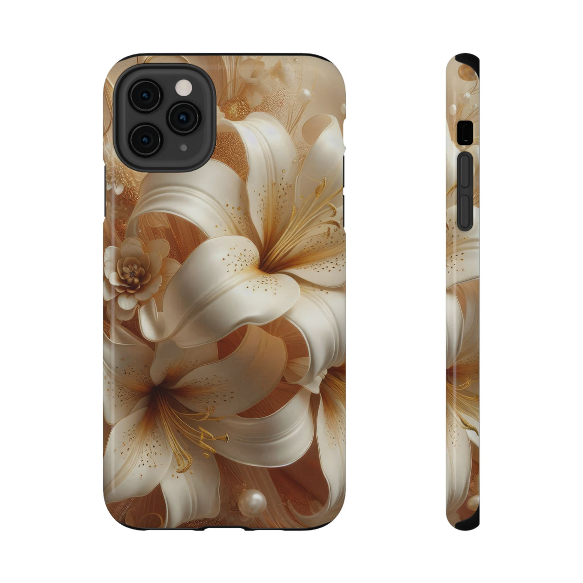 Golden Lily protective phone case for iPhone 11 Pro Max, glossy finish