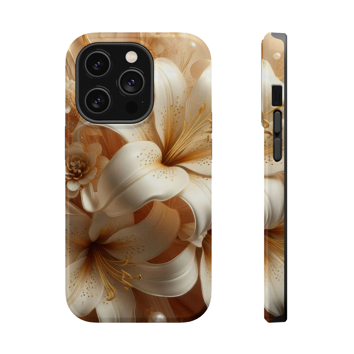 Golden Lily MagSafe case for iPhone 14 Pro, glossy finish