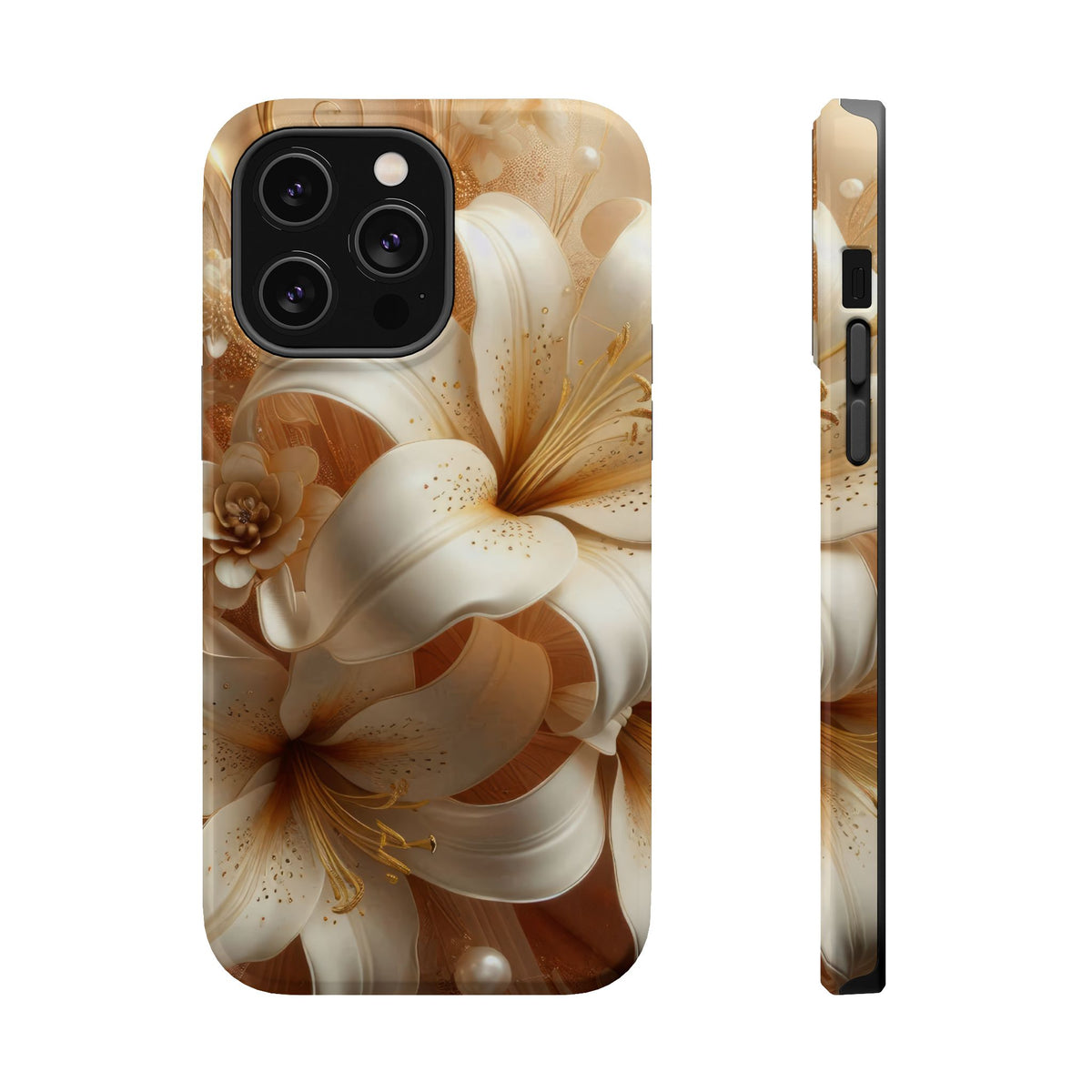 Golden Lily MagSafe case for iPhone 14 Pro Max, glossy finish