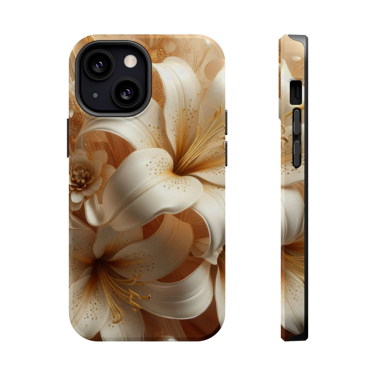 Golden Lily MagSafe case for iPhone 13 Mini, glossy finish