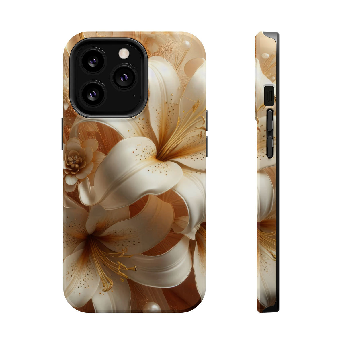 Golden Lily MagSafe case for iPhone 13 Pro, glossy finish