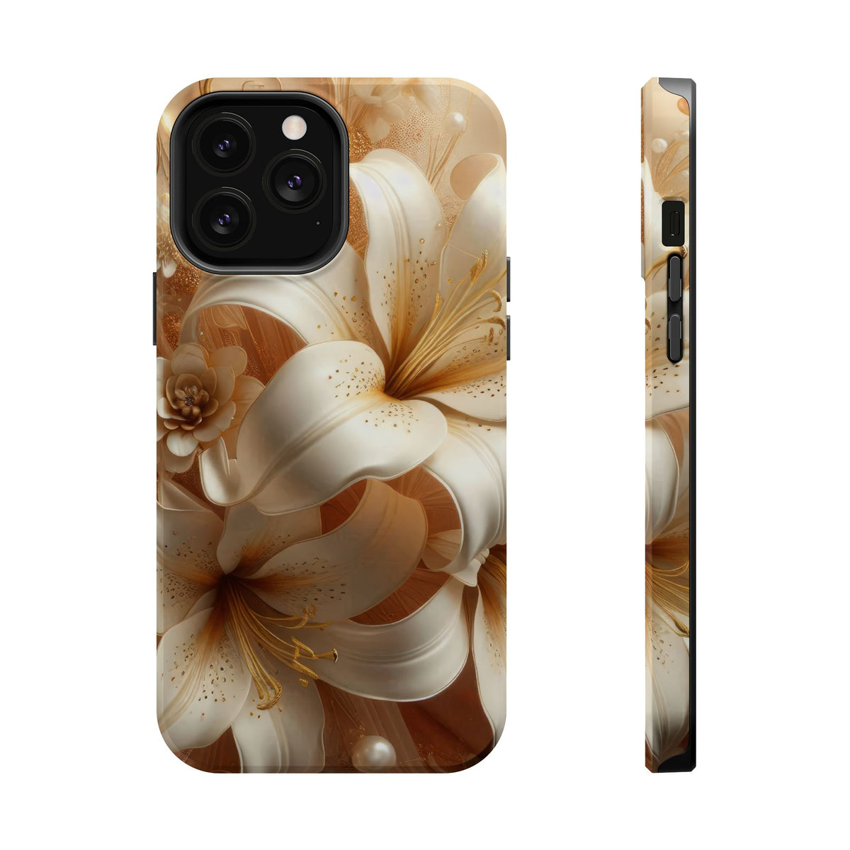 Golden Lily MagSafe case for iPhone 13 Pro Max, glossy finish