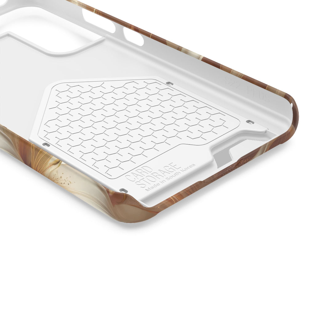 Golden Lily phone case with card holder, close-up of the inside