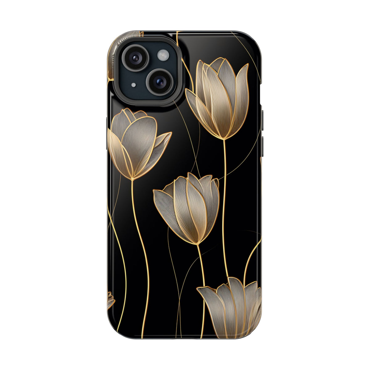 Golden Tulip protective phone case for iPhone 15 Plus, glossy finish