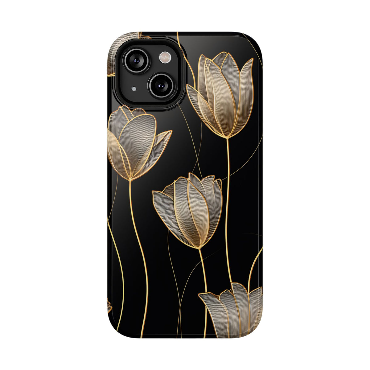 Golden Tulip protective phone case for iPhone 14, glossy finish