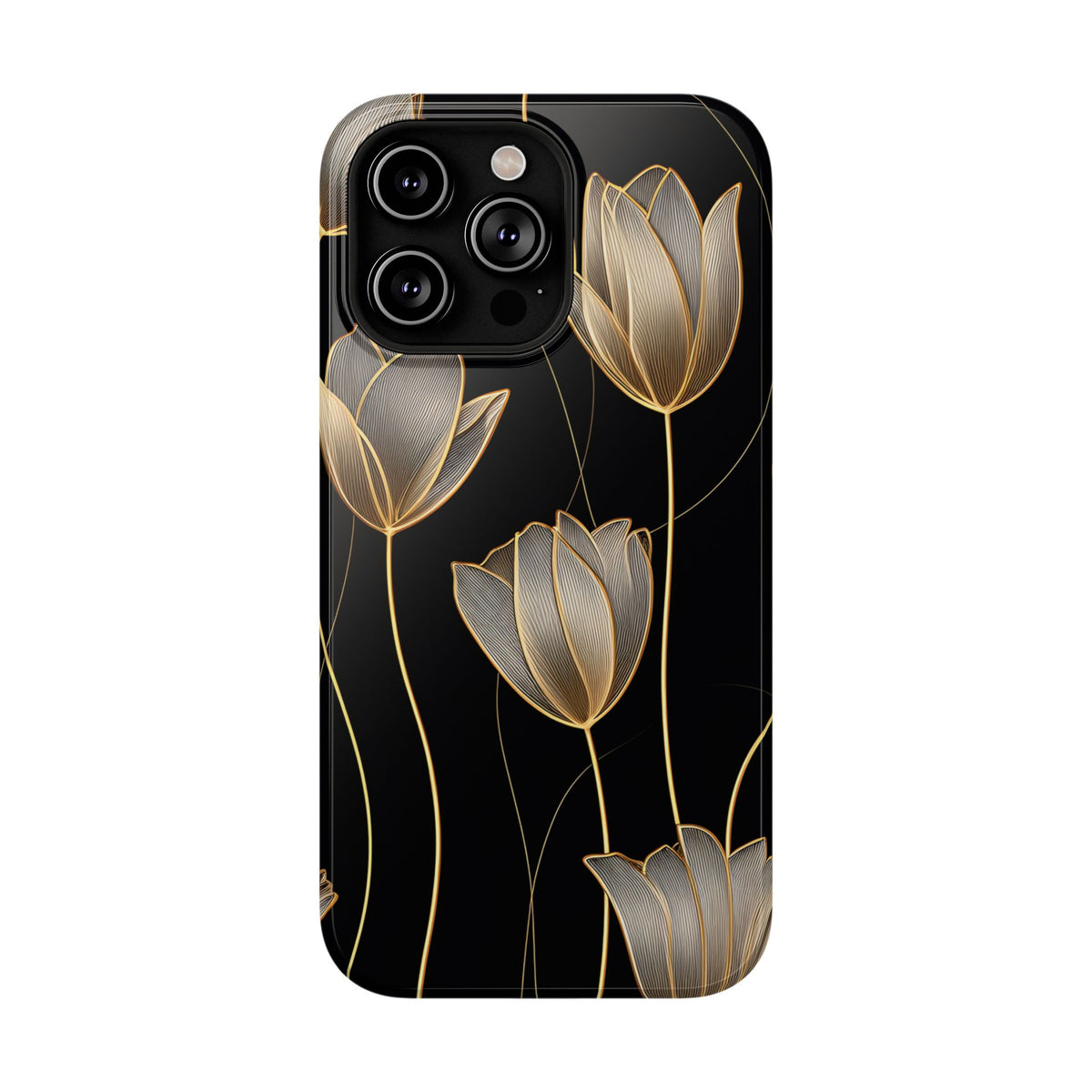 Golden Tulip protective phone case for iPhone 14 Pro Max, glossy finish