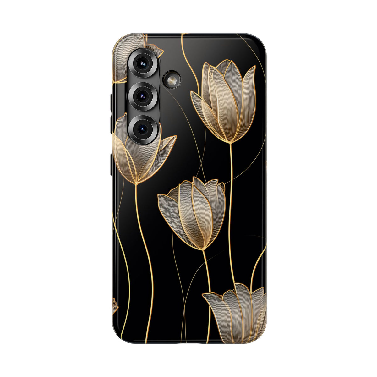 Golden Tulip protective phone case for Samsung Galaxy S25, glossy finish