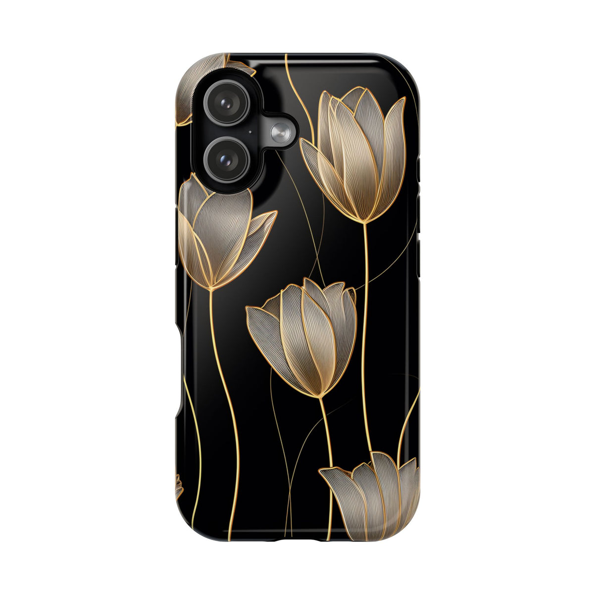 Golden Tulip MagSafe case for iPhone 17, glossy finish