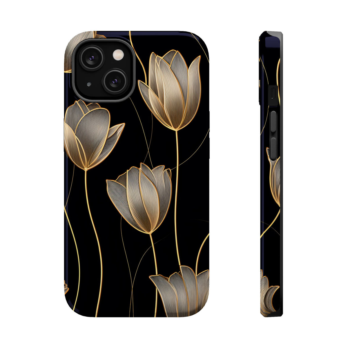Golden Tulip MagSafe case for iPhone 14, glossy finish