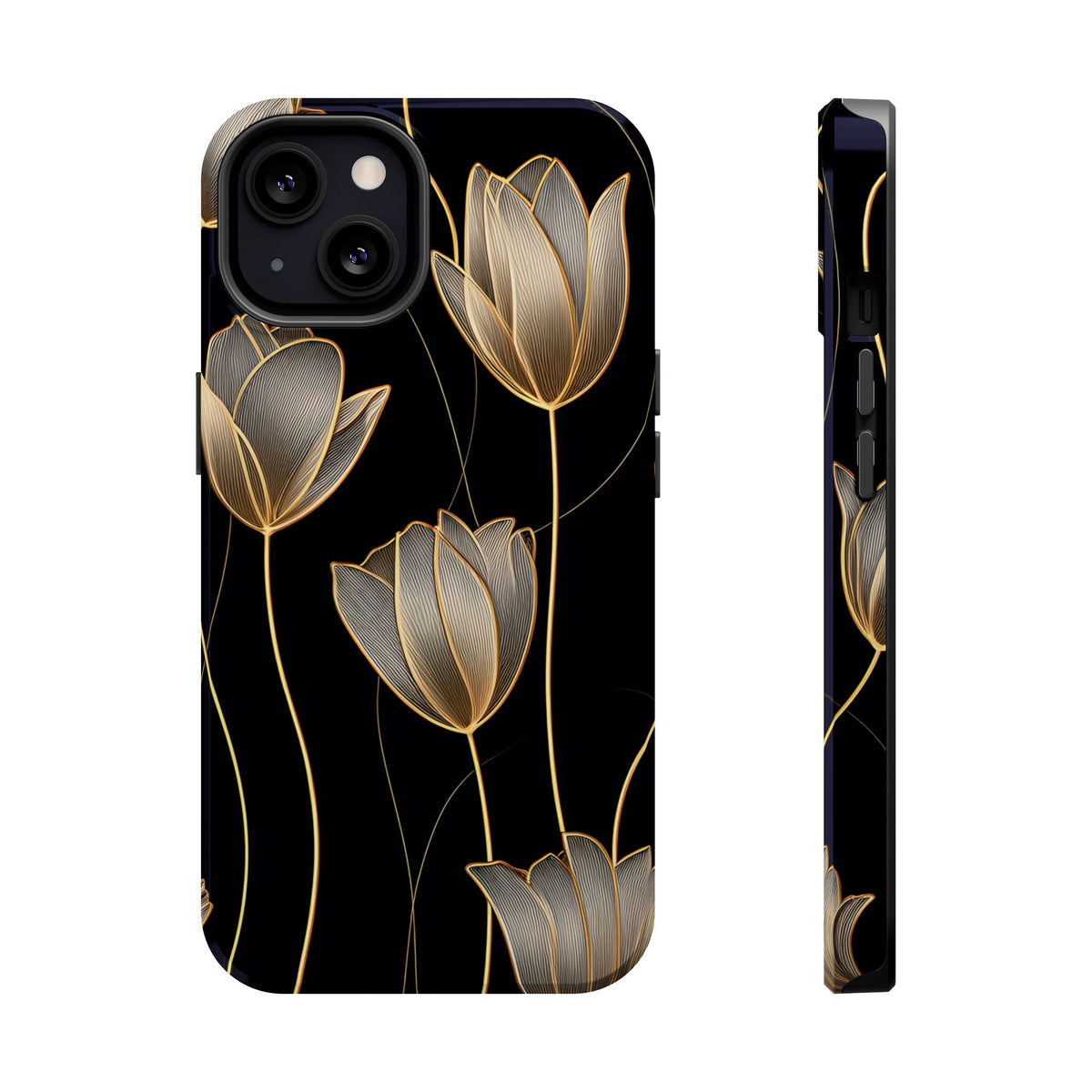 Golden Tulip MagSafe case for iPhone 13, glossy finish