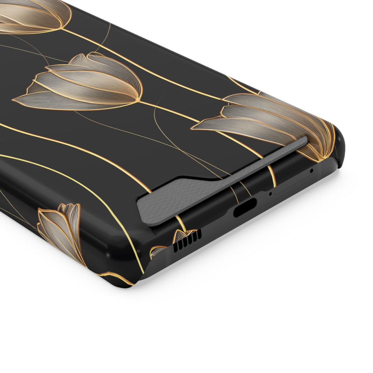 Golden Tulip phone case with card holder for Samsung Galaxy S21 Ultra, glossy finish