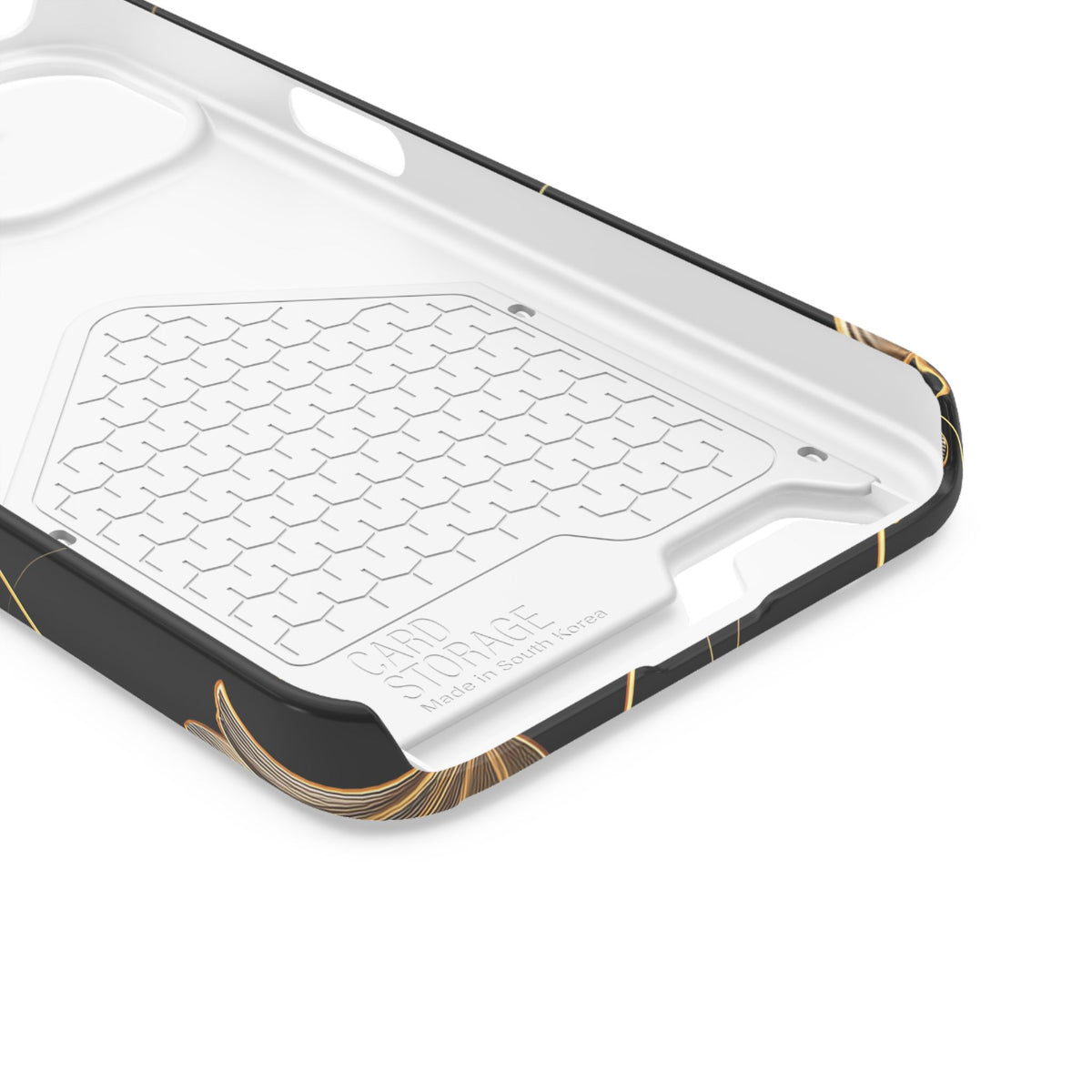 Golden Tulip phone case with card holder for iPhone 13, glossy finish