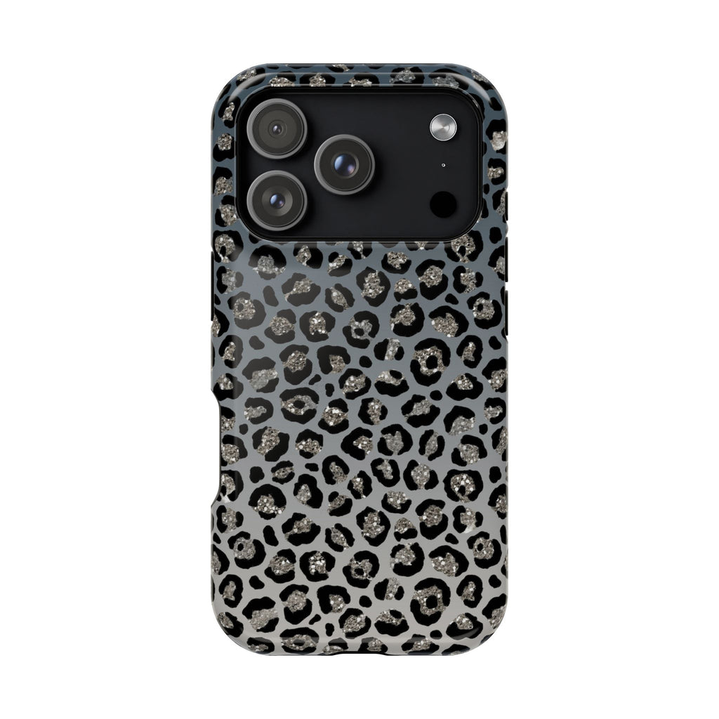 Gray Leopard protective phone case for iPhone 18 Pro, glossy finish