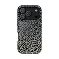 Gray Leopard protective phone case for iPhone 18 Pro, glossy finish