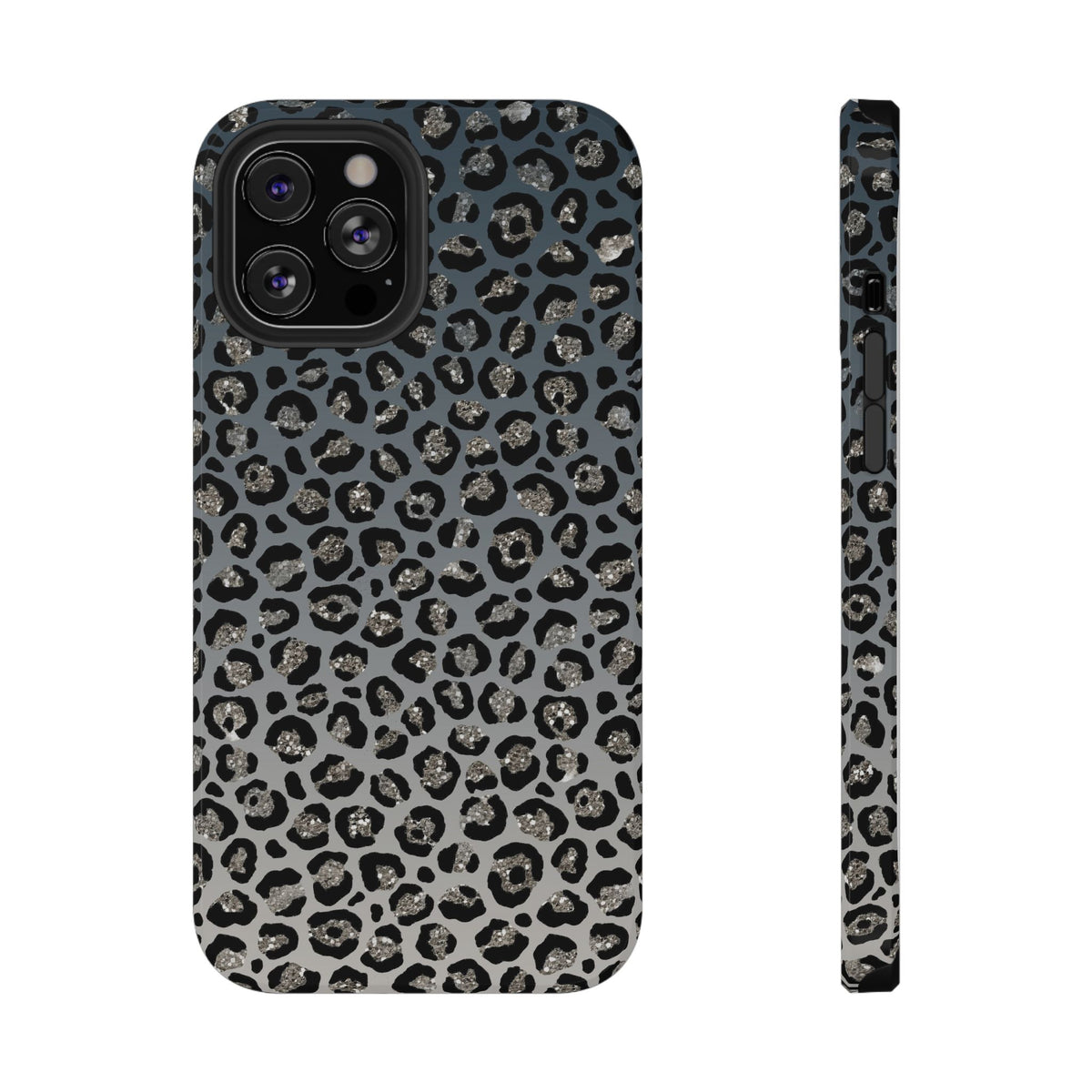 Gray Leopard protective phone case for iPhone 12 Pro Max, glossy finish