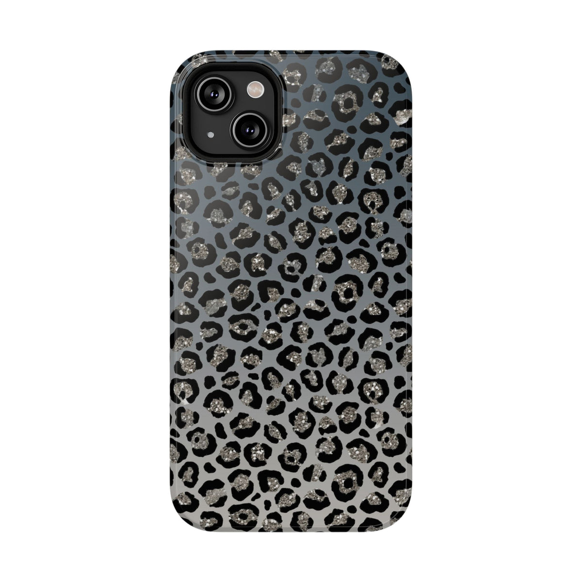 Gray Leopard protective phone case for iPhone 14 Plus, glossy finish