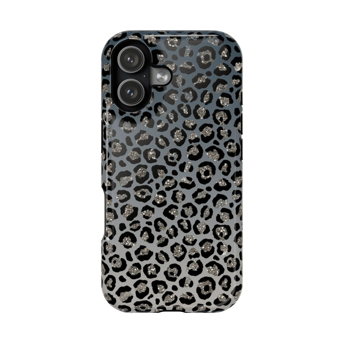 Gray Leopard protective phone case for iPhone 17, glossy finish