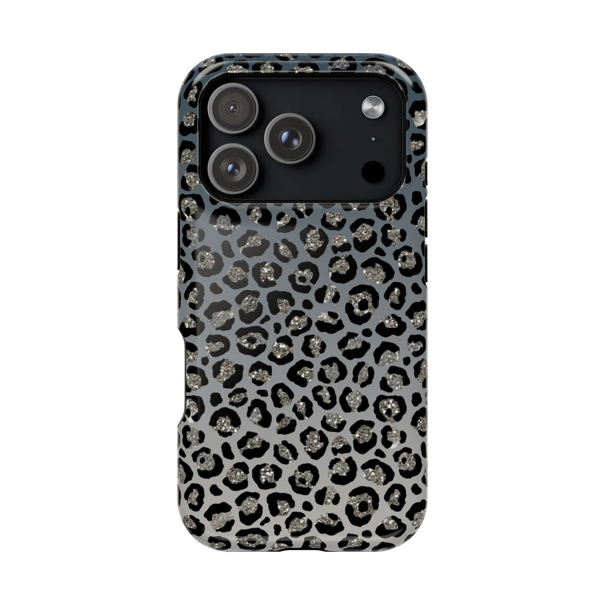 Gray Leopard protective phone case for iPhone 17 Pro, glossy finish