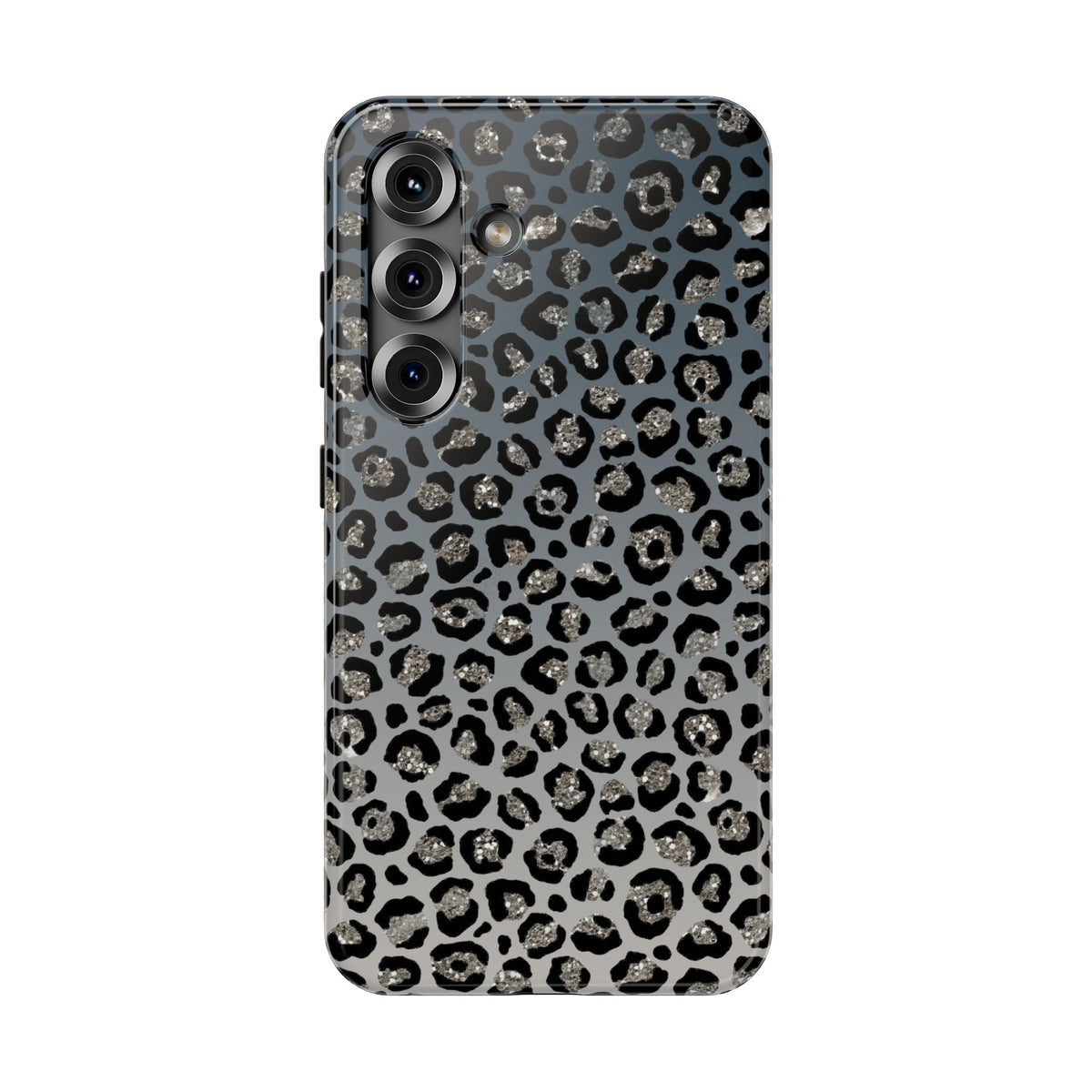 Gray Leopard protective phone case for Samsung Galaxy S25, glossy finish