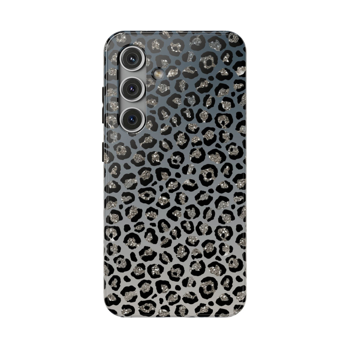 Gray Leopard protective phone case for Samsung Galaxy S24, glossy finish