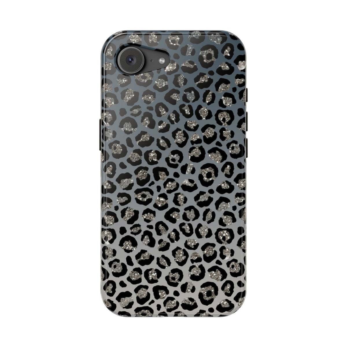 Gray Leopard protective phone case for iPhone 17e, glossy finish