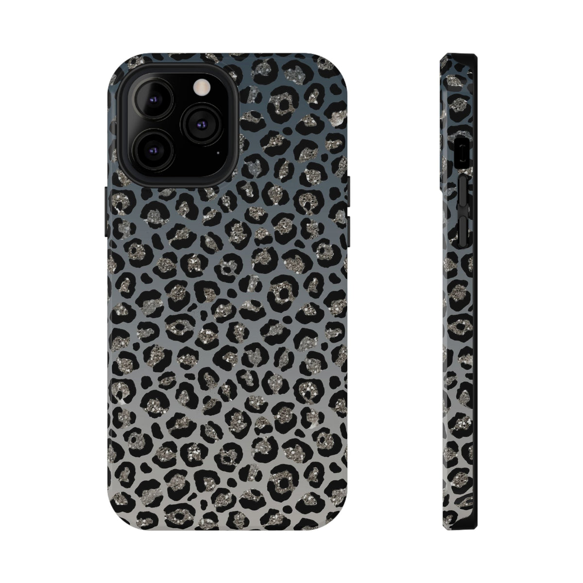 Gray Leopard protective phone case for iPhone 13 Pro Max, glossy finish