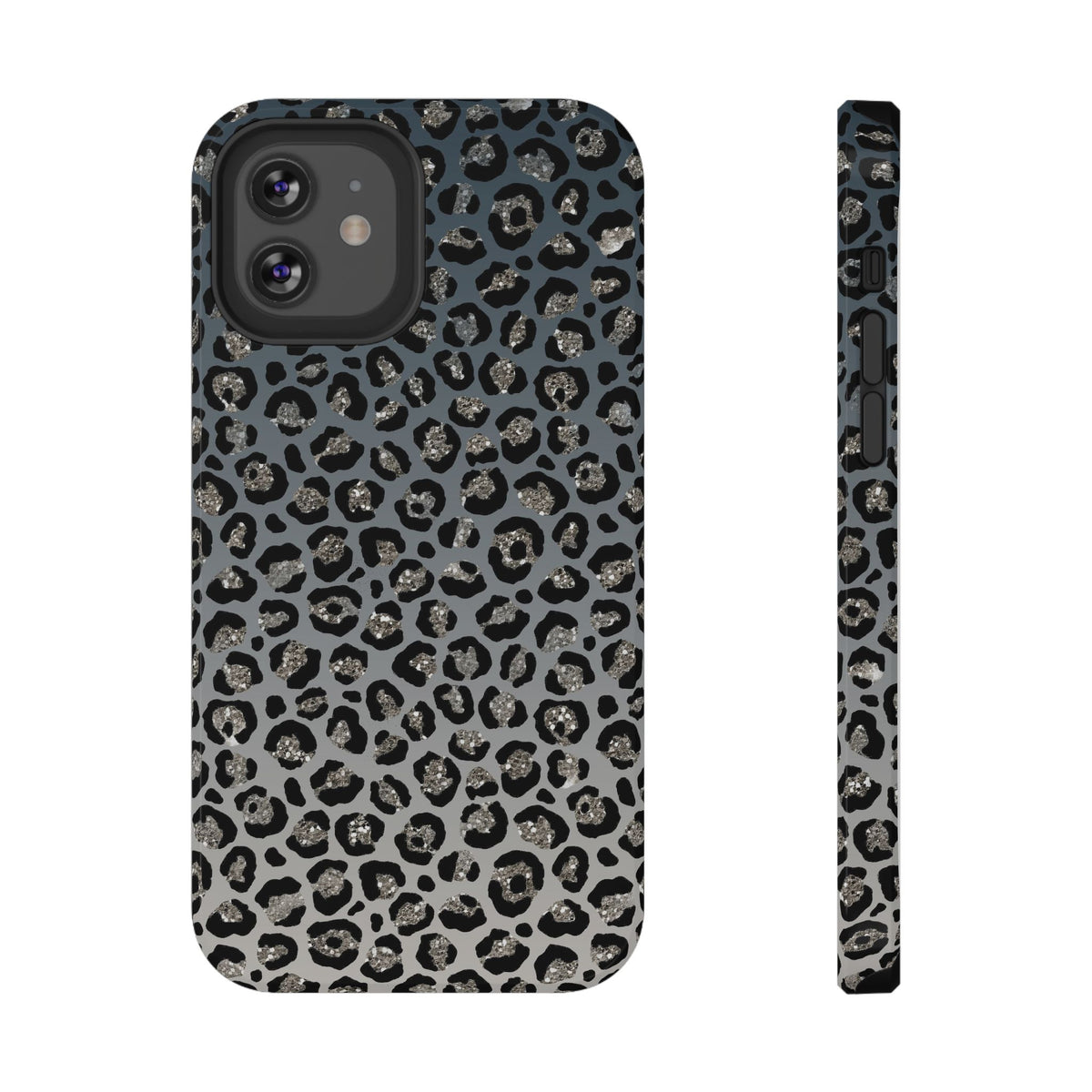 Gray Leopard protective phone case for iPhone 12, glossy finish