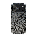 Gray Leopard MagSafe case for iPhone 18 Pro, glossy finish