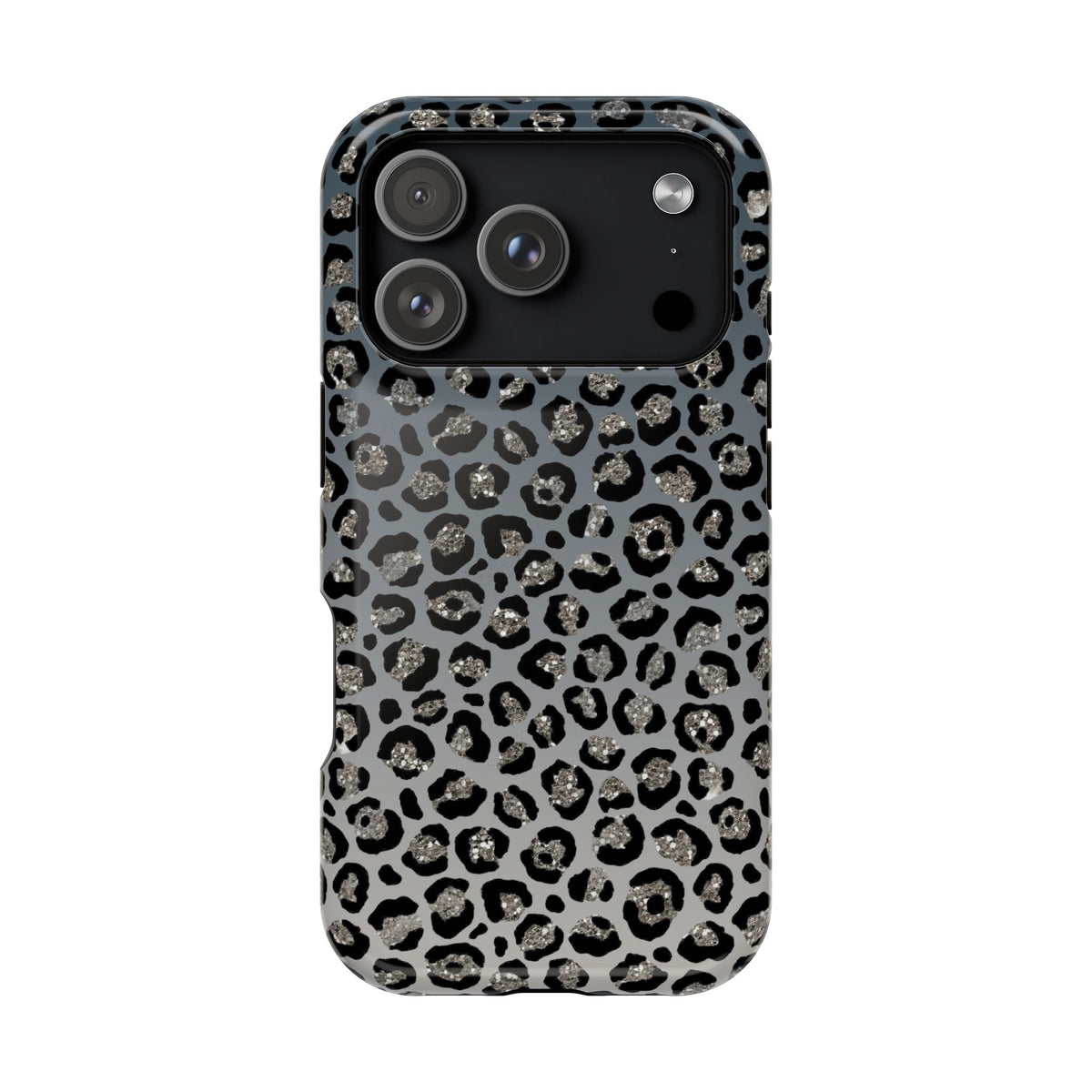 Gray Leopard MagSafe case for iPhone 18 Pro, glossy finish