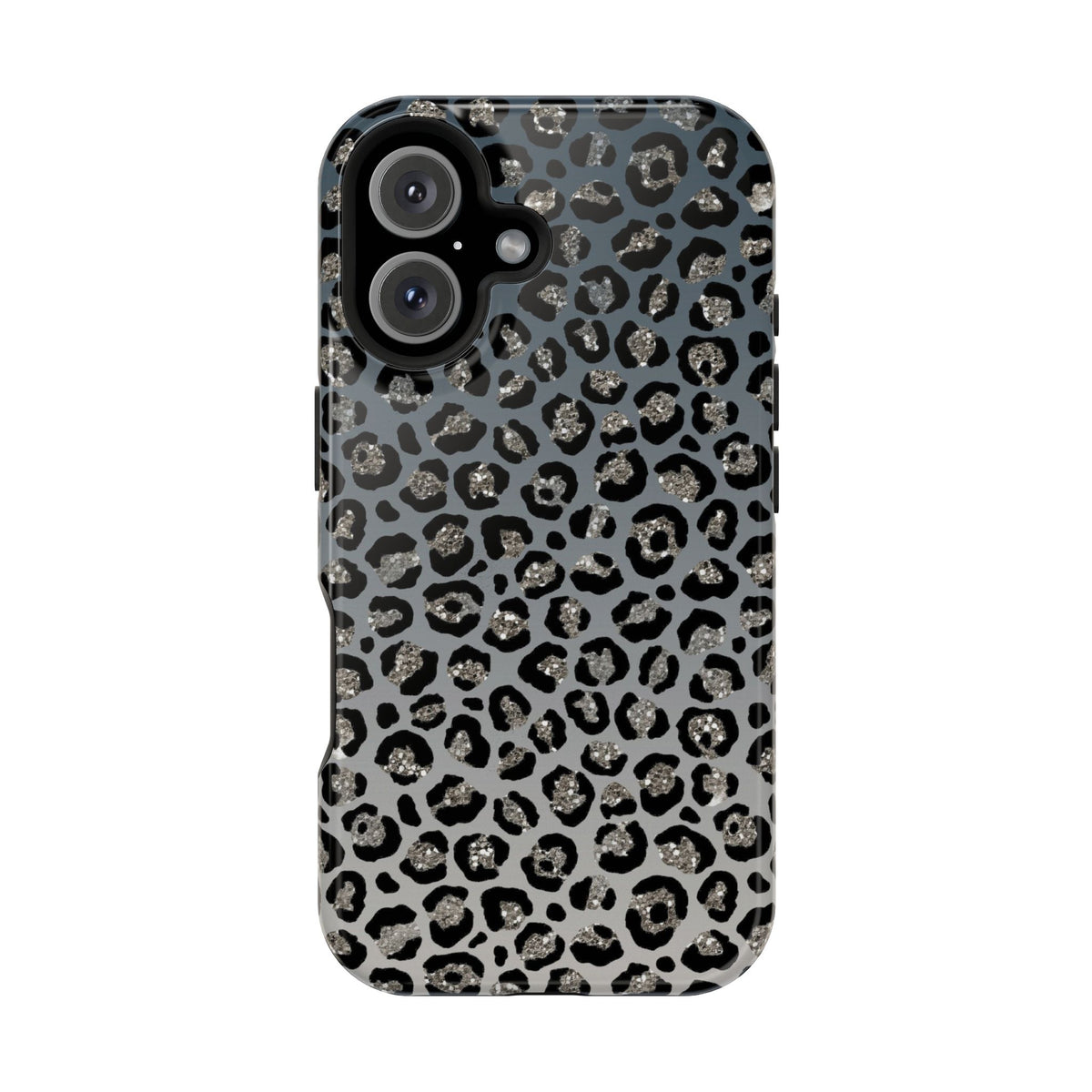 Gray Leopard MagSafe case for iPhone 16, glossy finish