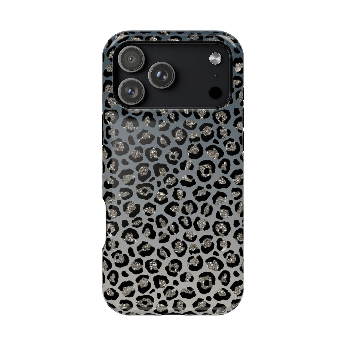 Gray Leopard MagSafe case for iPhone 17 Pro Max, glossy finish