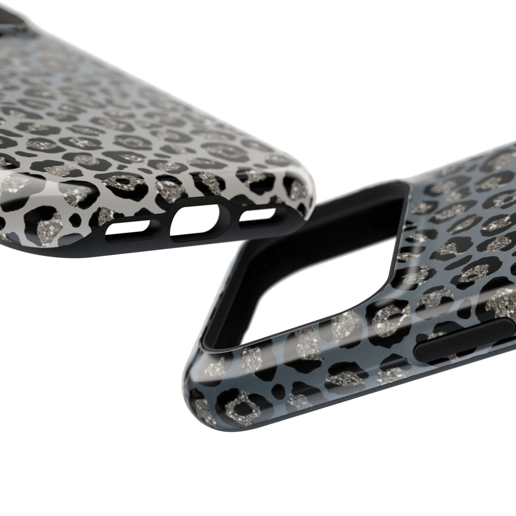 Gray Leopard MagSafe case, close-up at an angle