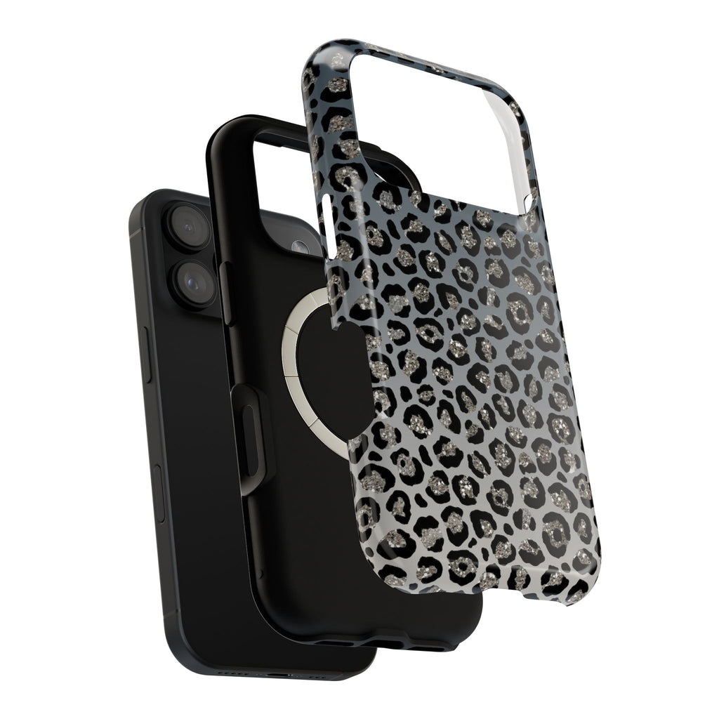 Gray Leopard MagSafe case, close-up of the dual-layer construction