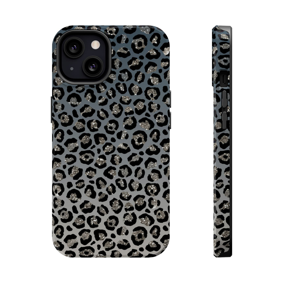 Gray Leopard MagSafe case for iPhone 13, glossy finish