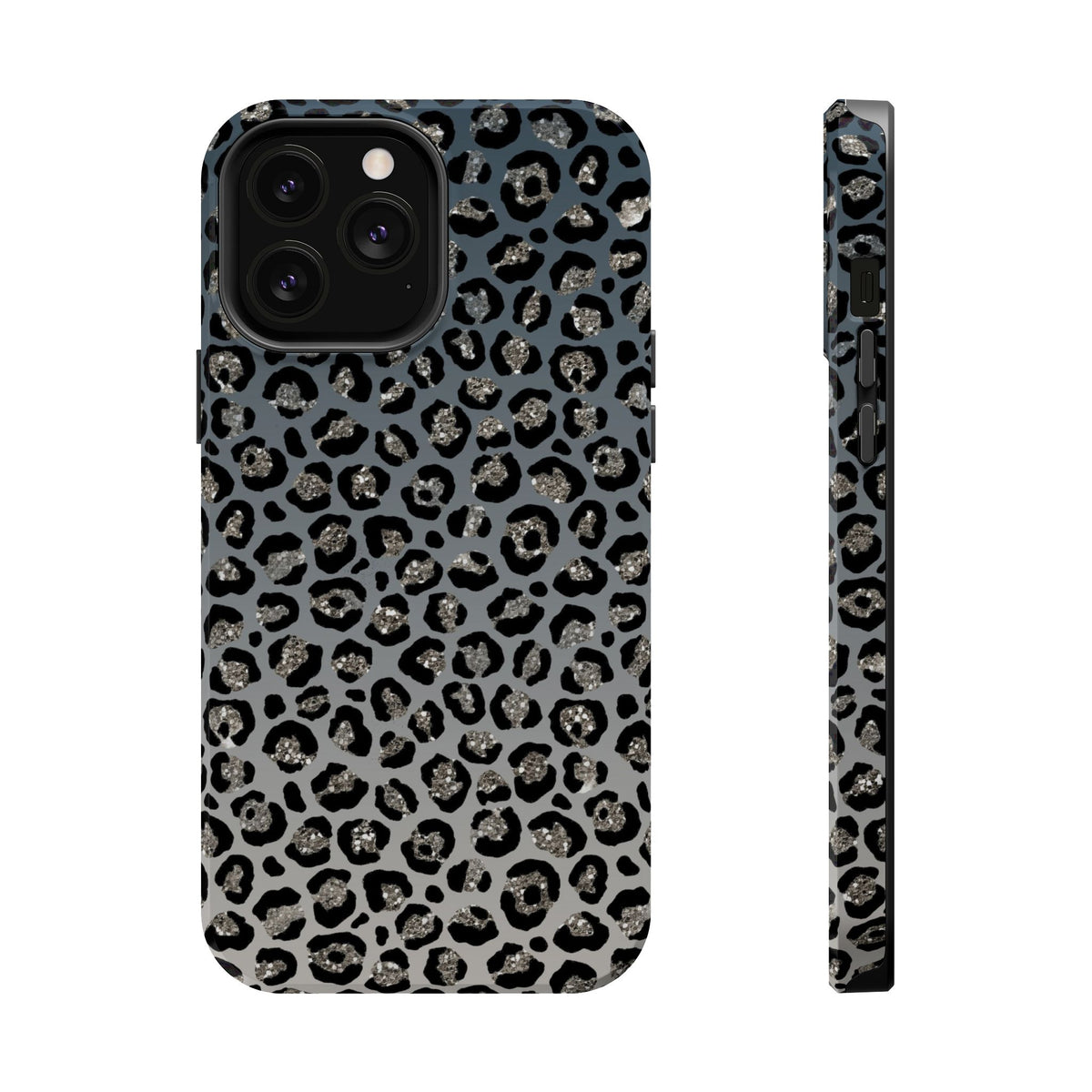 Gray Leopard MagSafe case for iPhone 13 Pro Max, glossy finish