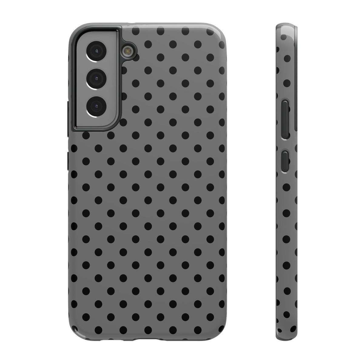 Gray Polka Dot protective phone case for Samsung Galaxy S22 Plus, glossy finish