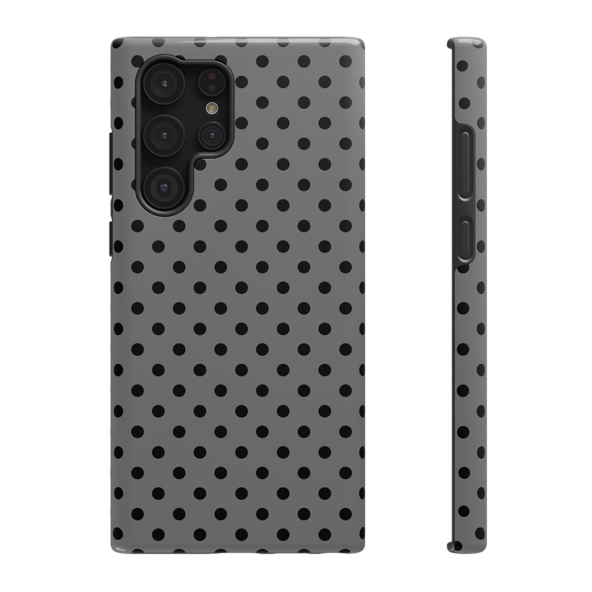 Gray Polka Dot protective phone case for Samsung Galaxy S22 Ultra, glossy finish