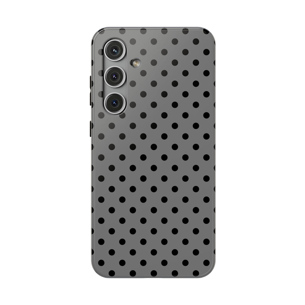 Gray Polka Dot protective phone case for Samsung Galaxy S24 Plus, glossy finish