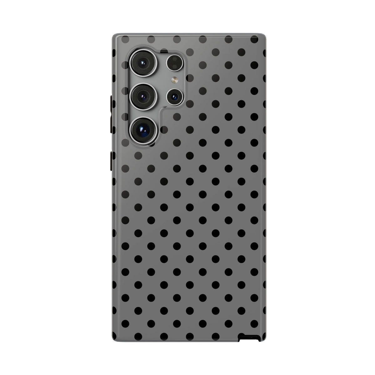 Gray Polka Dot protective phone case for Samsung Galaxy S24 Ultra, glossy finish