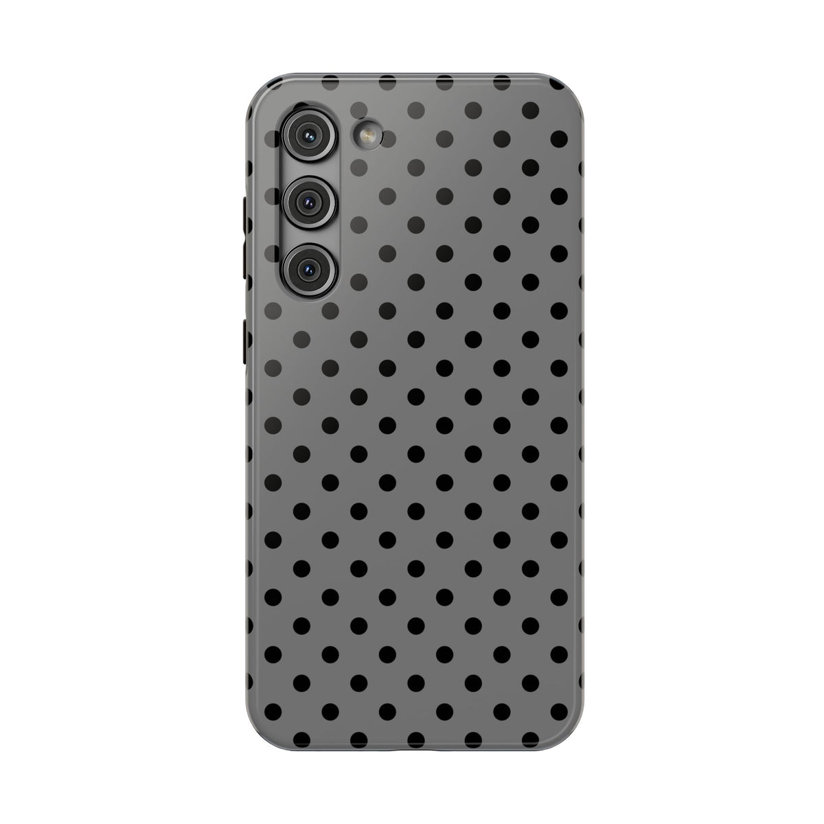 Gray Polka Dot protective phone case for Samsung Galaxy S23 Plus, glossy finish